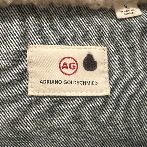 AG Adriano Goldschmied Dark Blue Shearling Jean Jacket. Small. - Picture 7 of 8